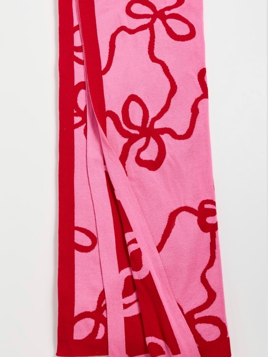 LoveShackFancy Other - LoveShackFancy Pink and Red Ribbon Bow Knit Blanket